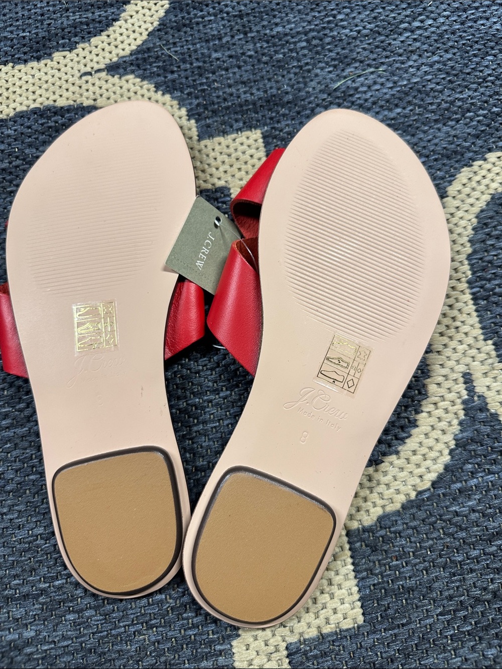 J. Crew Red Leather Crisscross Slide Sandals - Picture 2 of 2